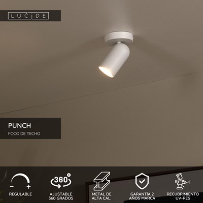 Lucide PUNCH - Foco de techo - 1xGU10 - Blanco